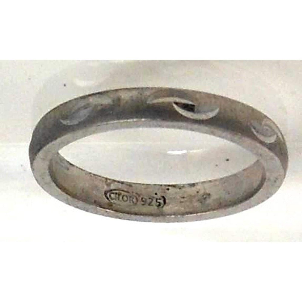 Vintage Handcrafted Sterling Silver Diamond-Cut Ring Size 7.25 3.3g Thailand NOS